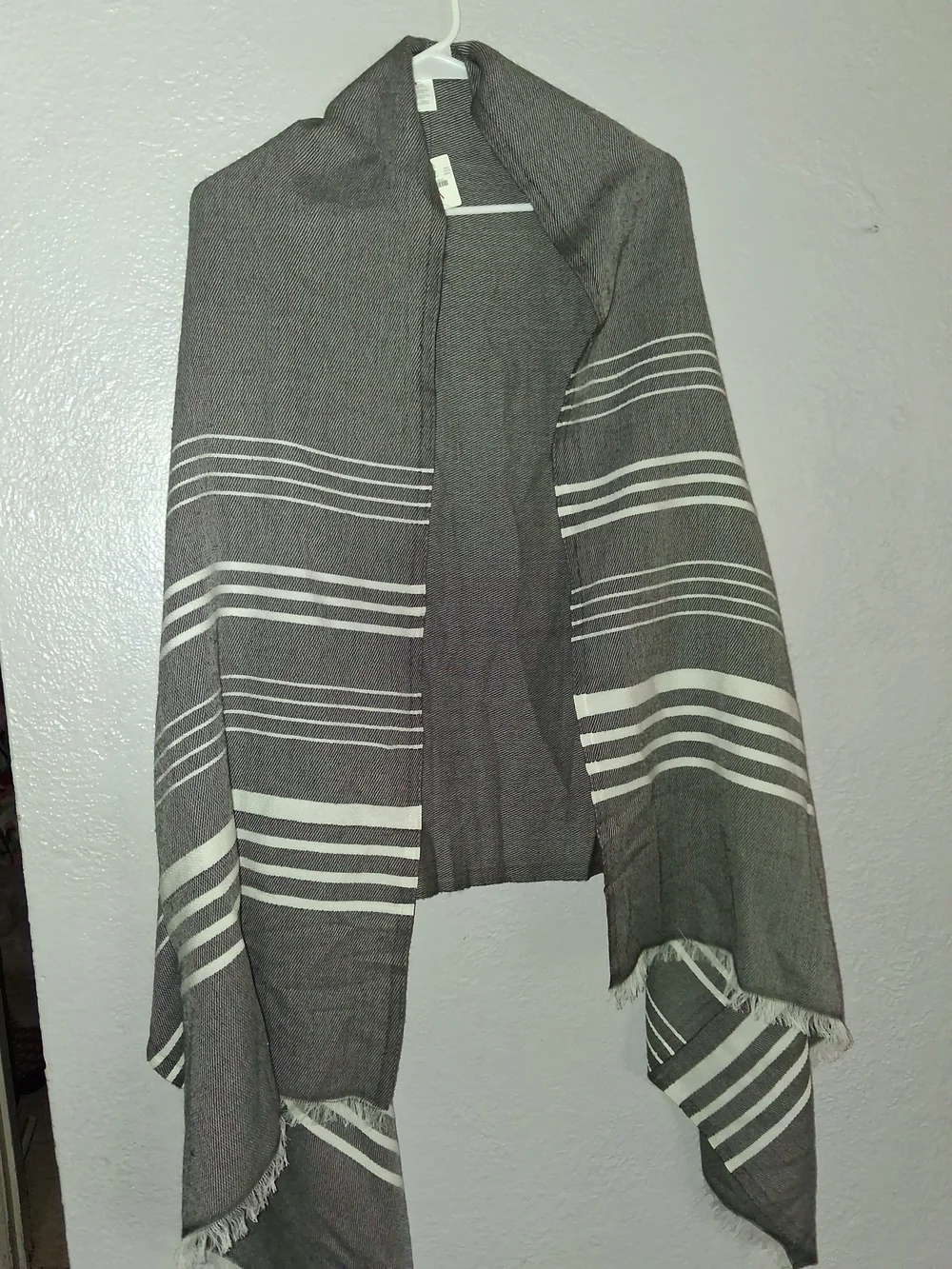 J Crew NWT Striped Gray & White Knit Poncho OS